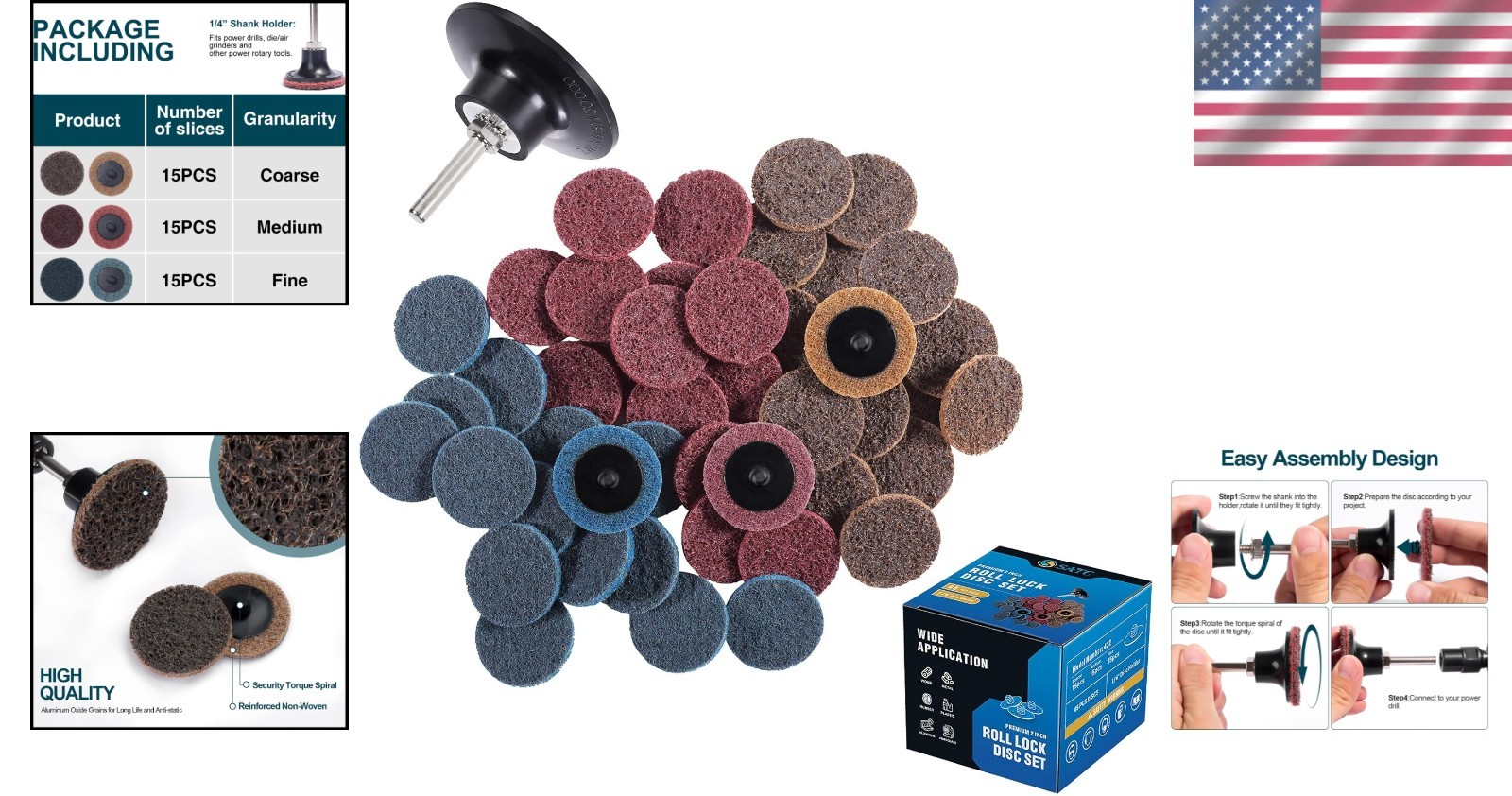 46PCS 2 Inch Surface Conditioning Discs Set in Aluminum Oxide with Quick Chan…