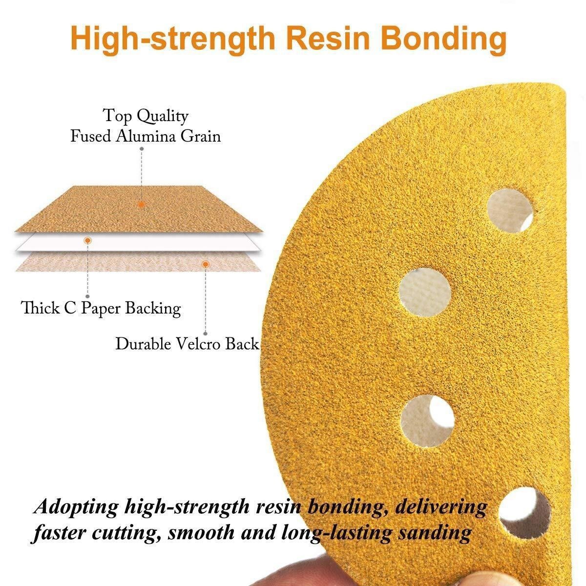 100PCS 5inch✔️ Sanding Discs 8-Hole Hook Loop Sander Orbital Sandpaper 60~400 US