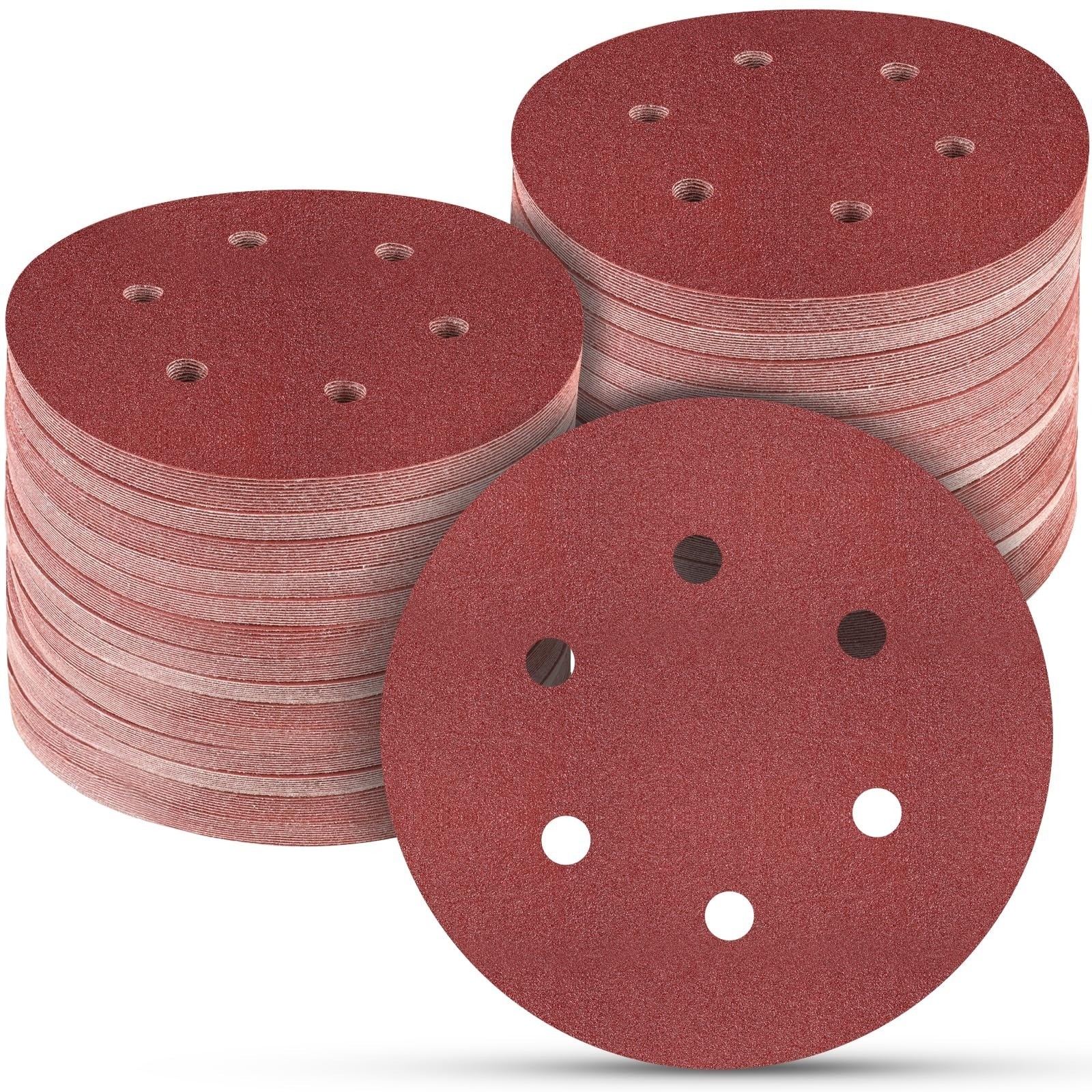 100PCS 6 Inch Sanding Discs 80 Grit for Orbital Sander – Hook and Loop