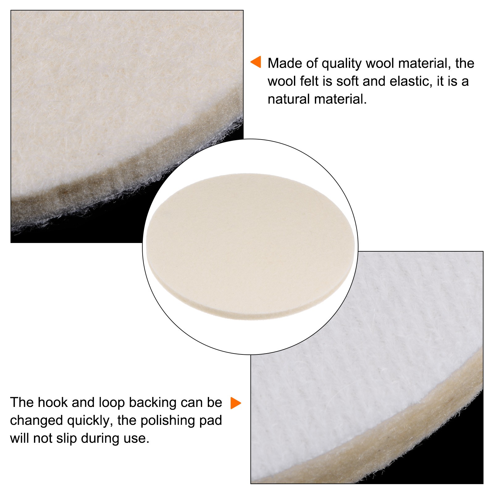 5pcs Wool Felt Polishing Pads 6 inch Buffing Wheel Polish Pad Flocking Back
