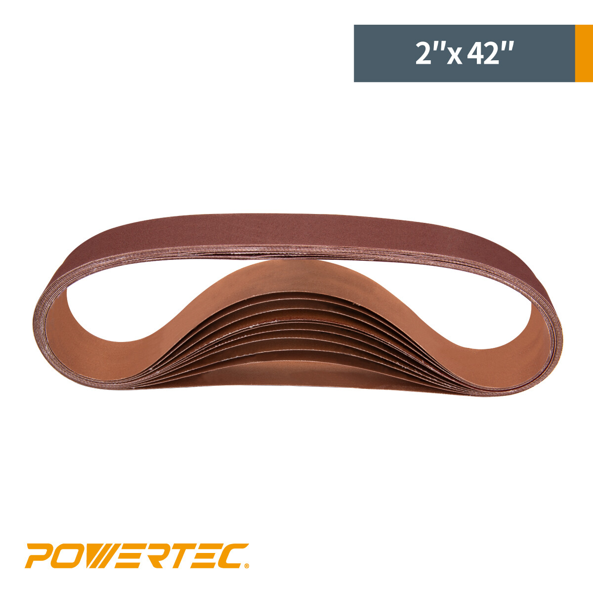 POWERTEC 2 x 42 inch 80 Grit Sanding Belt Aluminum Oxide Sandpaper Belts 10pcs