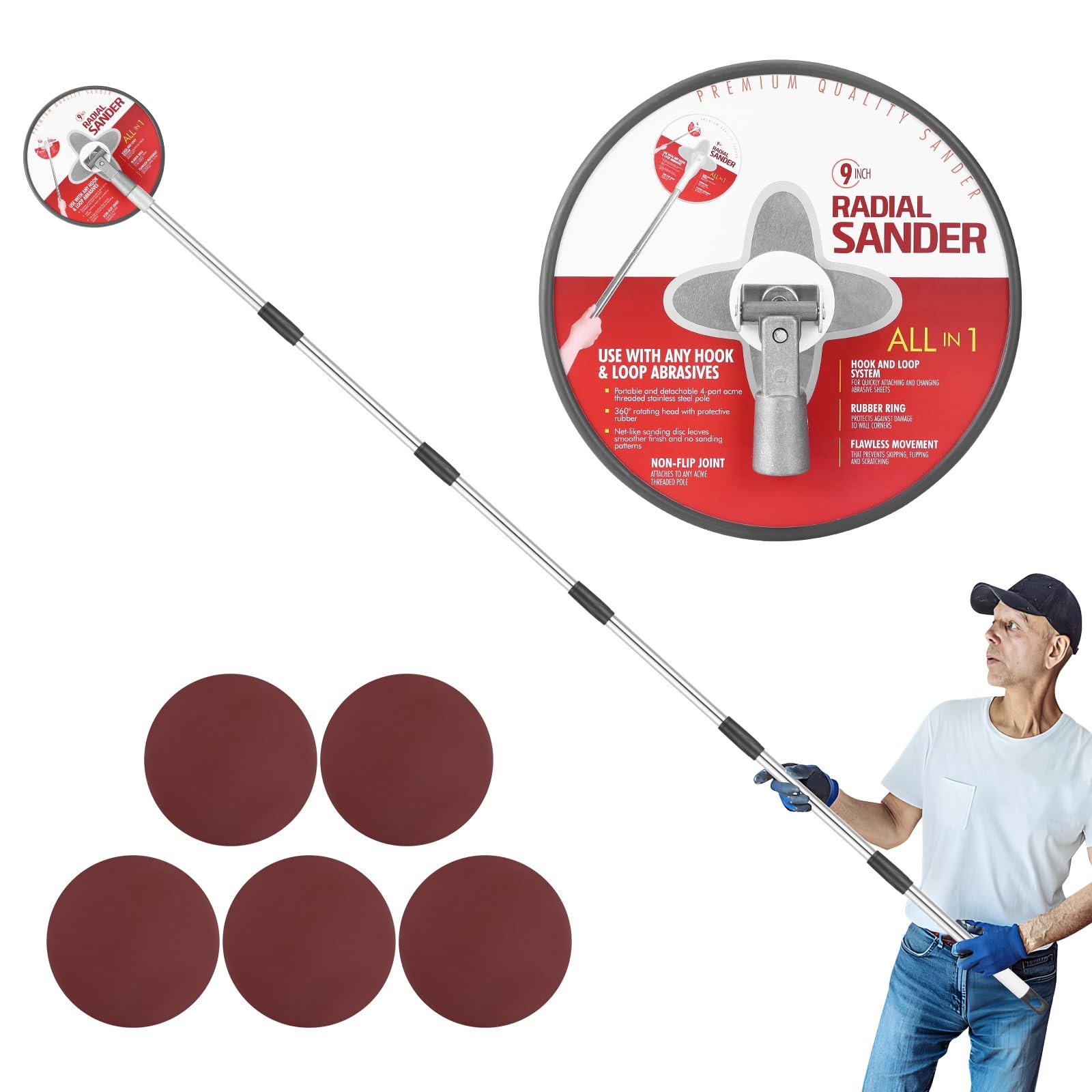 Pole Sander for Drywall, 85 inch Drywall Sander With Extension Pole, Manual Hand