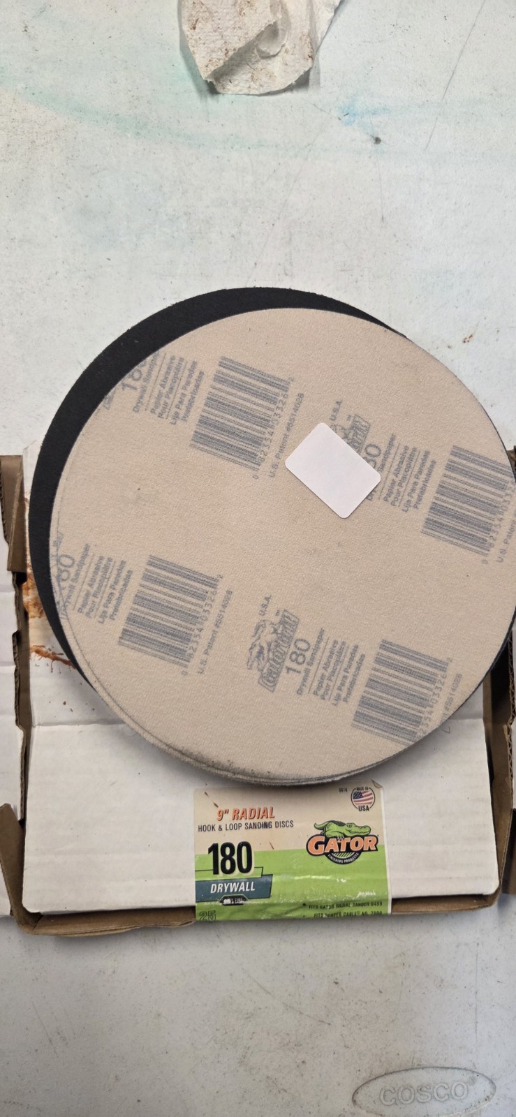 40 Gator 9-inch radial sanding discs designed for drywall.
