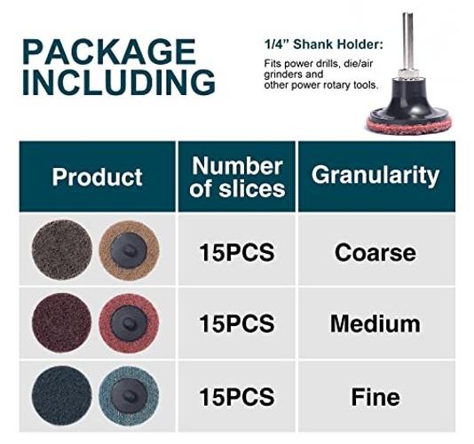 46PCS Sanding Discs 2 Inch Quick Change Discs 1pcs 1/4” Holder Surface