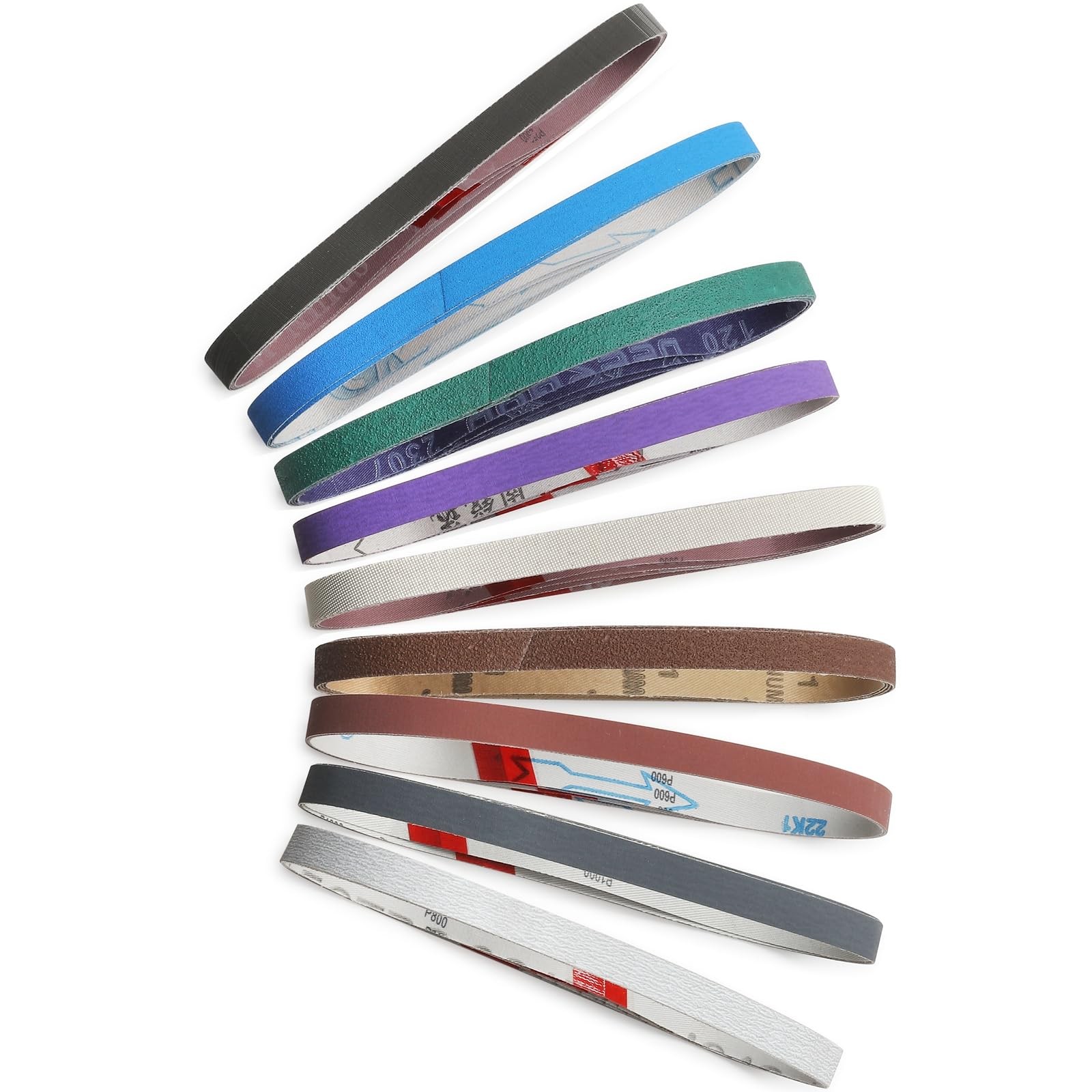 36 Pcs 1/2″ x 18″ Sanding Belts Set, 4 Each of Black