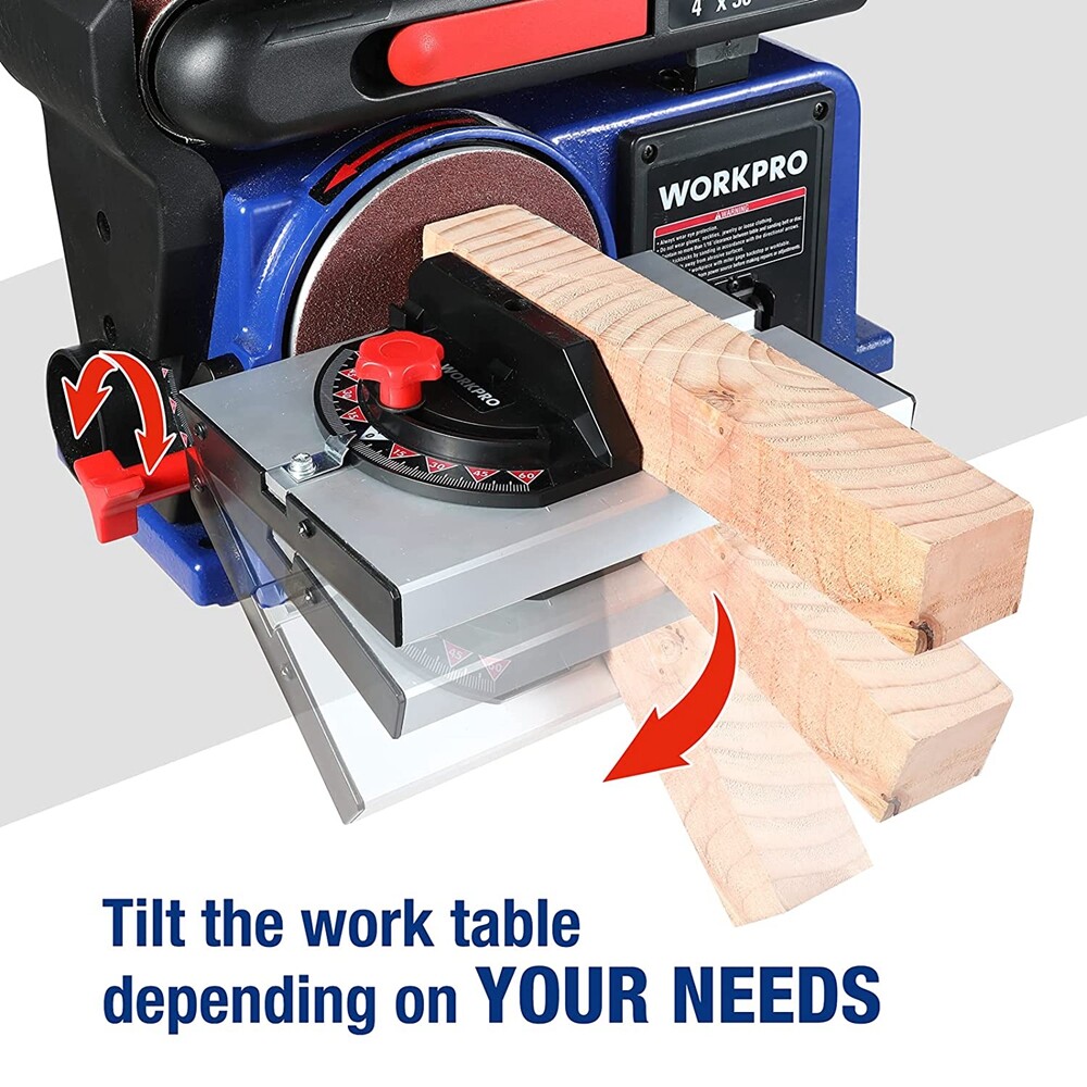 WORKPRO Belt Disc Sander 4 in. x 36 in. Belt & 6 in. Disc Sander 6pcs Sandpapers