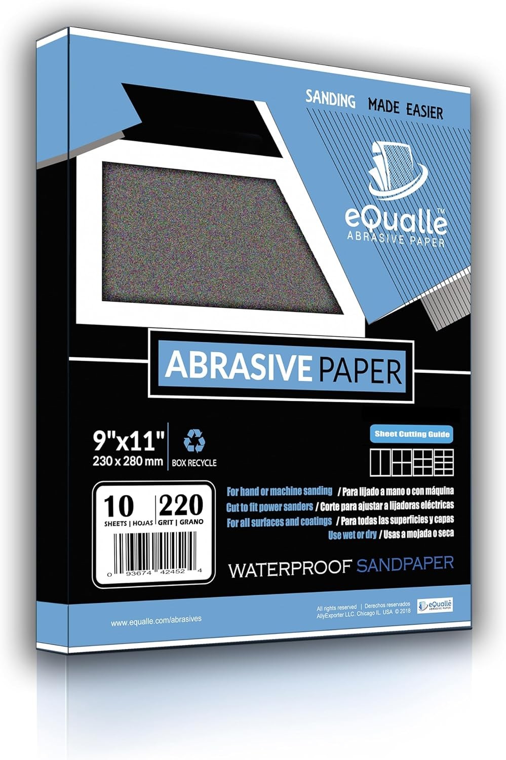 400 Grit Sandpaper Sheets, 9 x 11 in Silicon Carbide, Pack of 10 for Fine