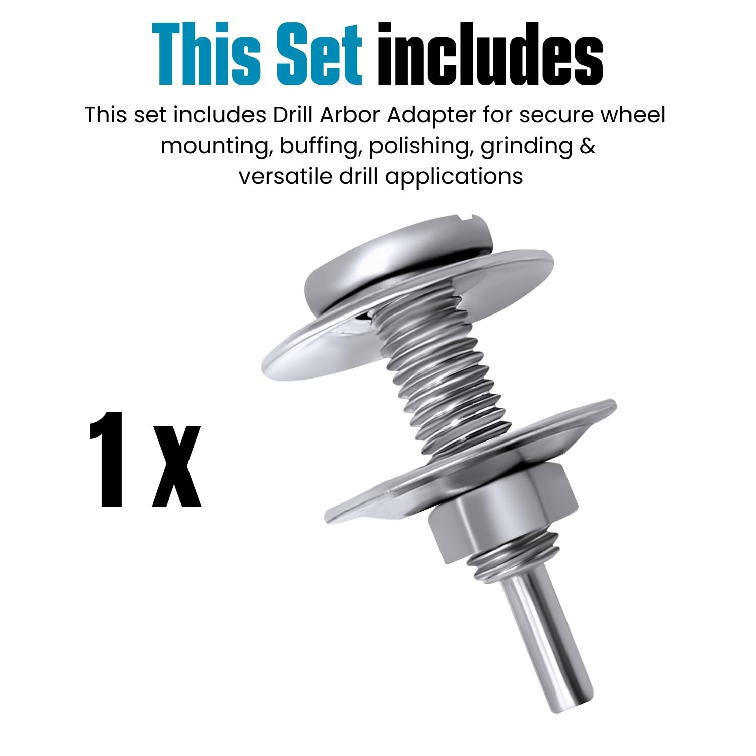 Drill Arbor Adapter Mandrel for Buffing and Grinding Wheels, 1/2-inch Diameter