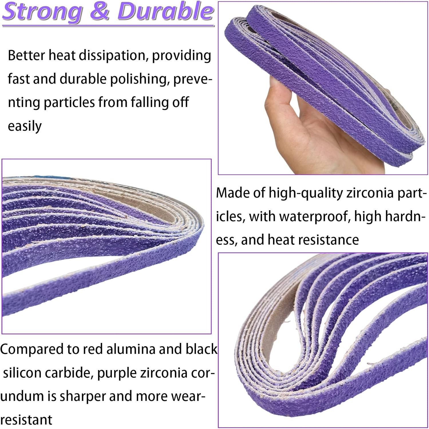 20PCS 1/2″x18″ 100 Grit Purple Ceramic File Sanding Belt for Woodworking, Metal