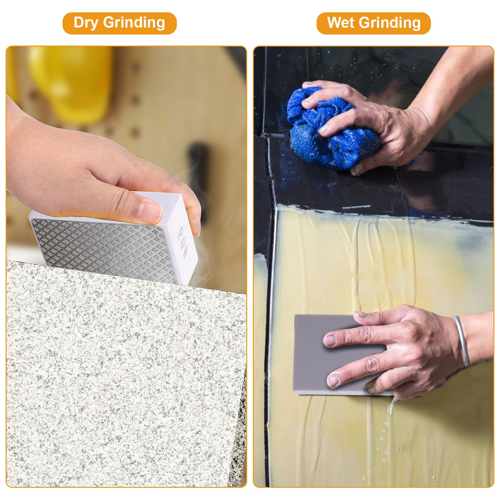 4PCS 60 Grit Diamond Polishing Pads Reusable Sanding Blocks for Stone Tile Glass