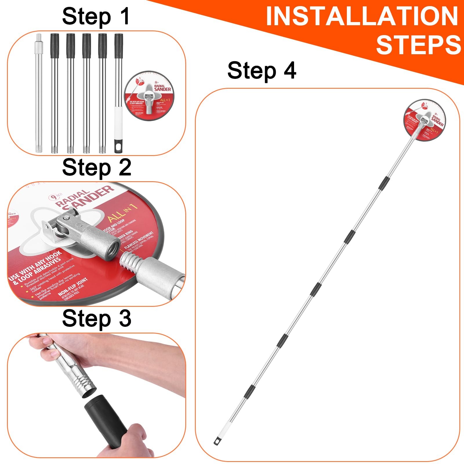 Pole Sander for Drywall, 85 inch Drywall Sander With Extension Pole, Manual Hand