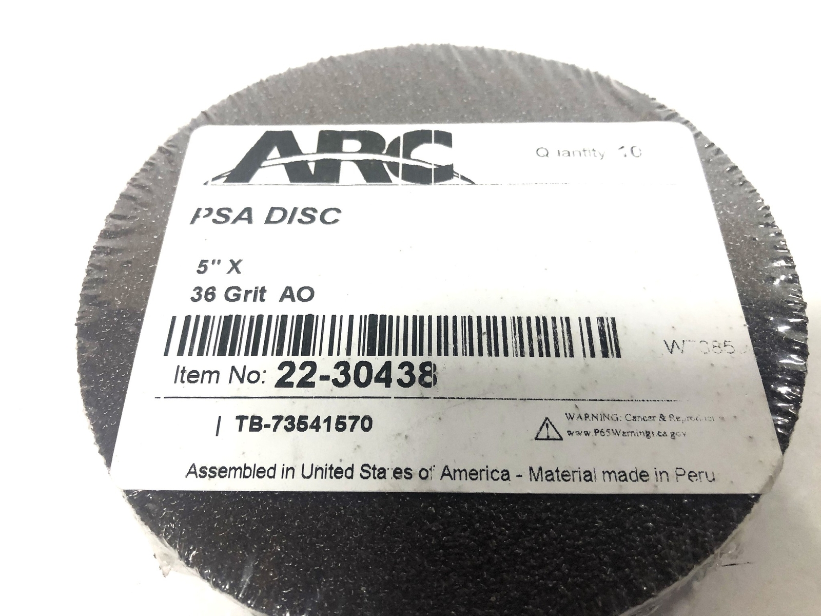 ARC Pack Of 10 5 Inch 36 Grit AO PSA Disc 22-30438 NOS
