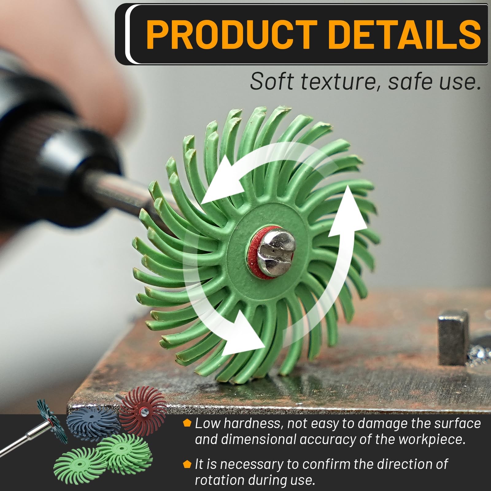 76Pcs 1 Inch Radial Bristle Disc Kit with 1/8″ Shank for Rotary Tools,Detail …