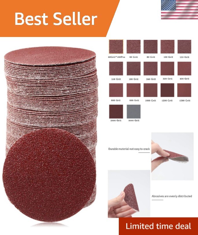 100pcs Sanding Discs 3 Inch Sandpaper 40 Grit Hook and Loop Sanding Discs for…