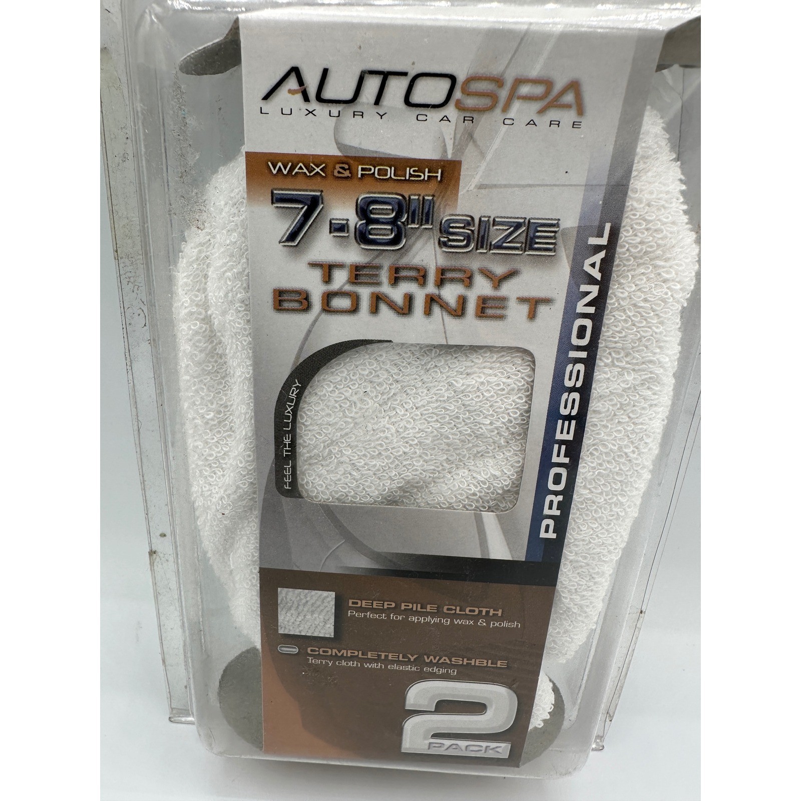 AutoSpa Terry Bonnet 2 Pack 7-8″ White NEW Professional Wax Polish Car Care