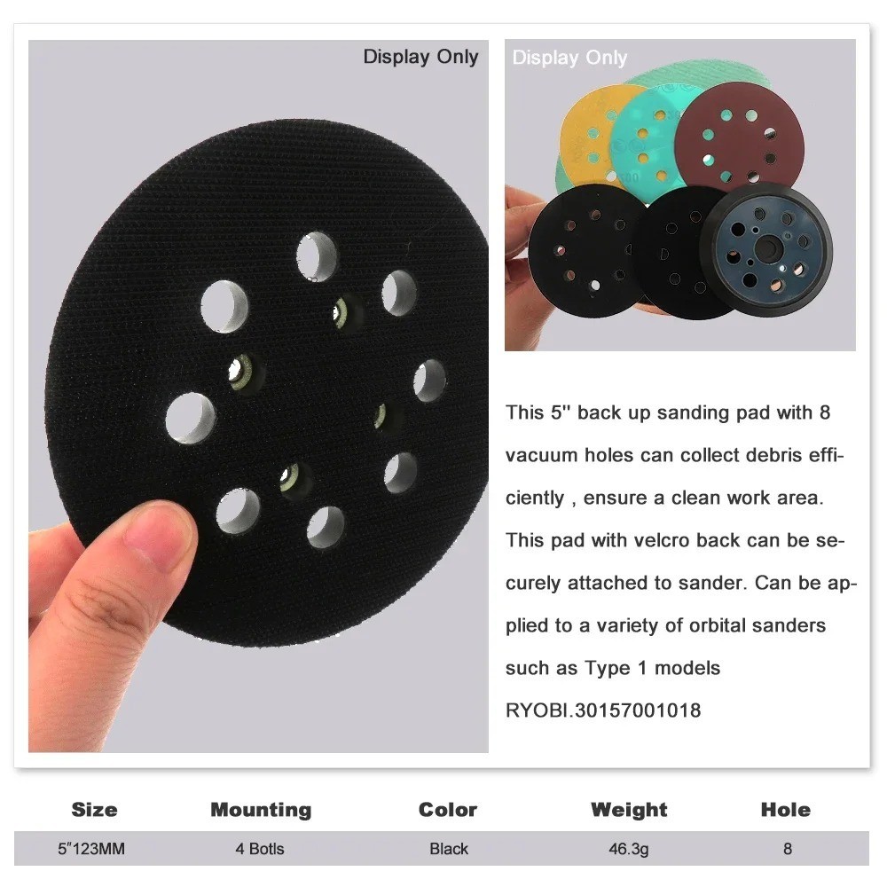 2Pcs 5″ Hook&Loop Sanding Sander Pads for Ryobi RS290 RS240 RS280 RS241 RS280VS