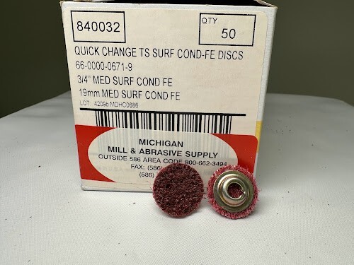 STANDARD ABRASIVES 840032 3/4″ MED-SURF COND FE QUICK CHANGE BOX OF 50