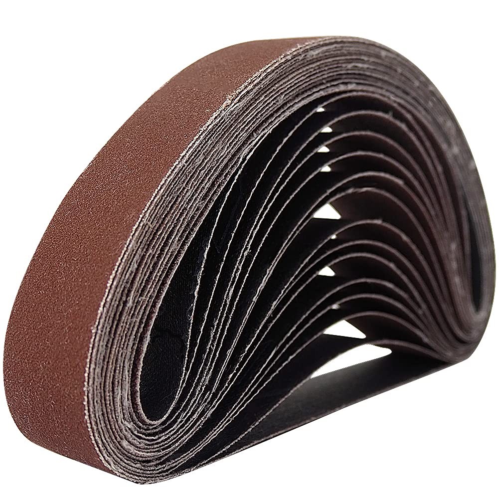 15 Pcs 2-1/2 x 16 Inch Assorted Aluminum Oxide Sanding 2.5×16(15pcs), Brown