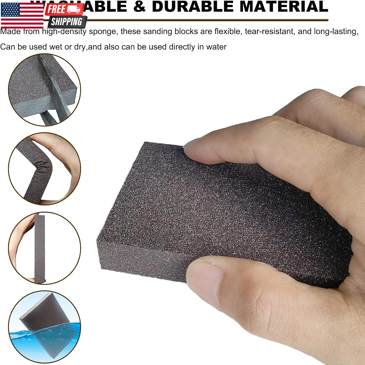 4 Pack Hand Sanding Sponge Set -120 220 320 400 Grit- Coarse Medium Fine Grit Sa