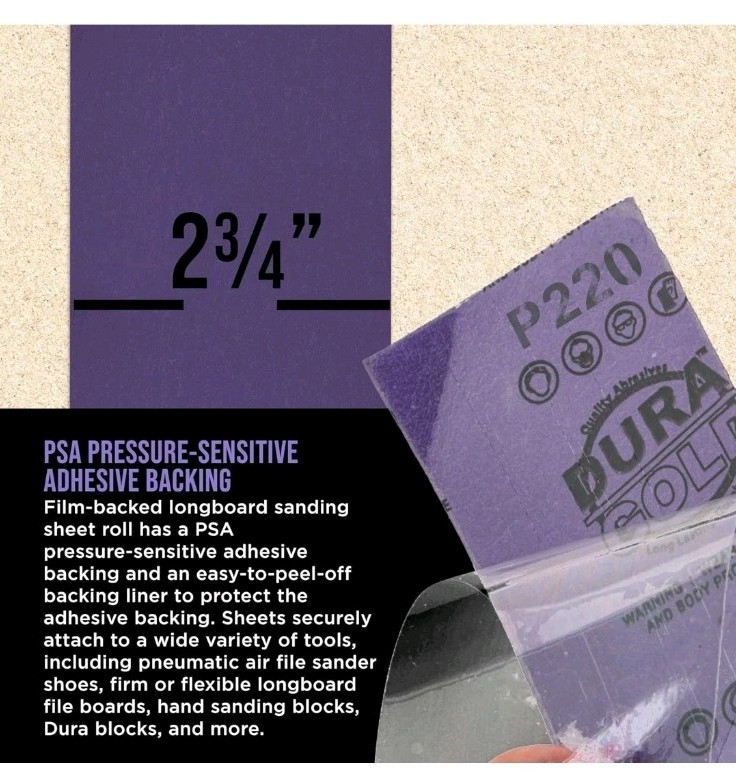 220 Grit Purple Ceramic 2.75″ x 20 Yard Roll Self Adhesive Longboard Sandpaper