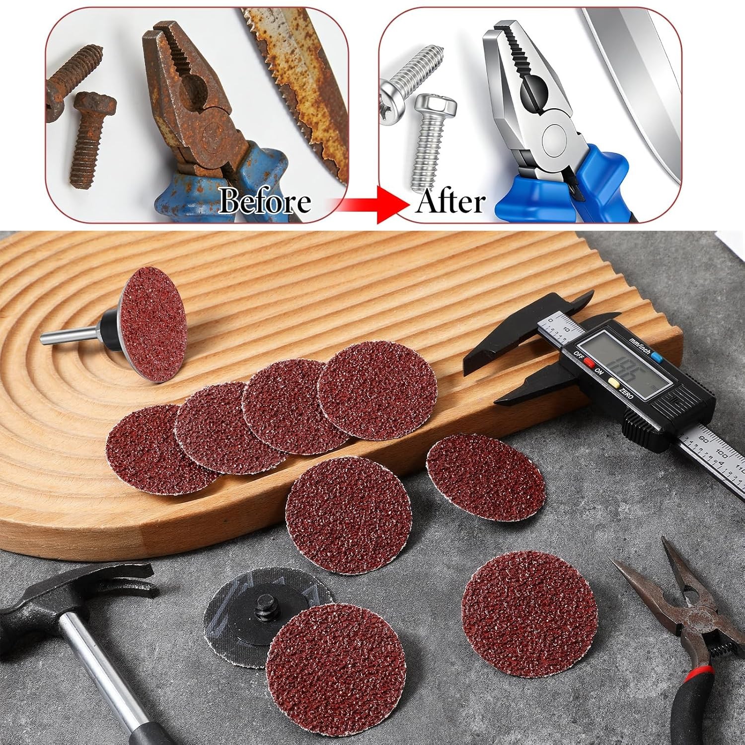 150 Pcs 2 Inch 36 Grit Die Grinder Sanding Discs Sanding Discs 150 Count 2
