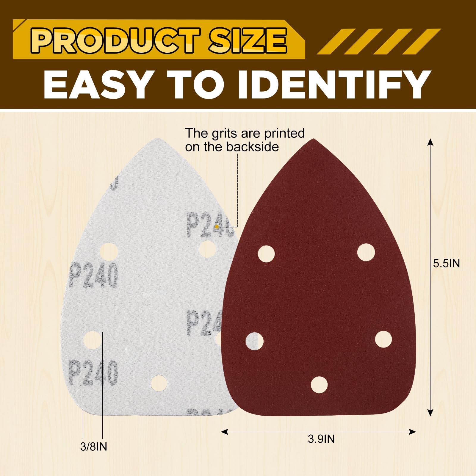 55Pcs Mouse Detail Sander Sandpaper Premium Triangle Sanding Pads 9 Grits 40-800
