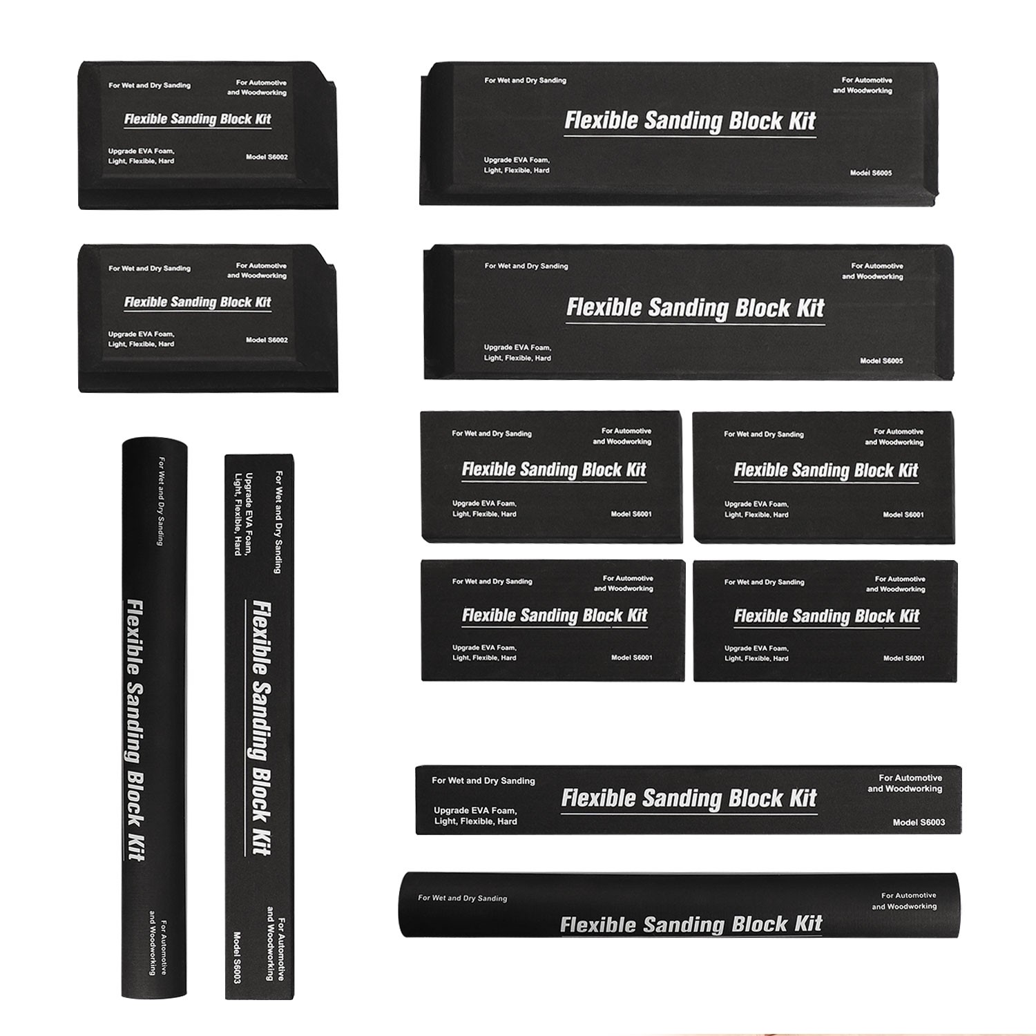12Pcs Wet Dry Flexible EVA Foam Sanding Block Kit Auto Body Repair Grind Polish