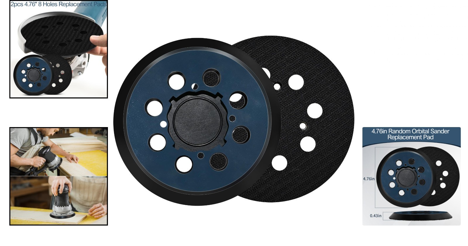 2 Pack Sander Pad for Dewalt DWE64233 & N329079, 5″ 8 Hole Hook and Loop Orbital