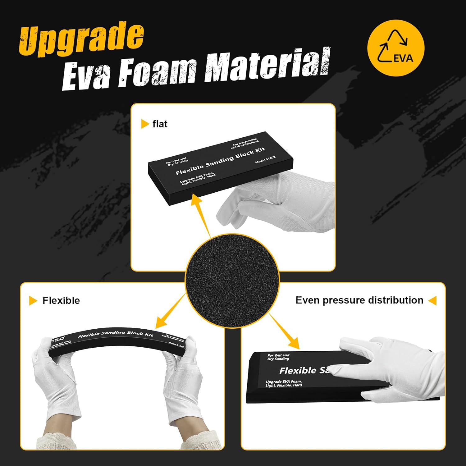 12X Flexible EVA Foam Sanding Block Kit Wet Dry for Automotive Body Wood Repair