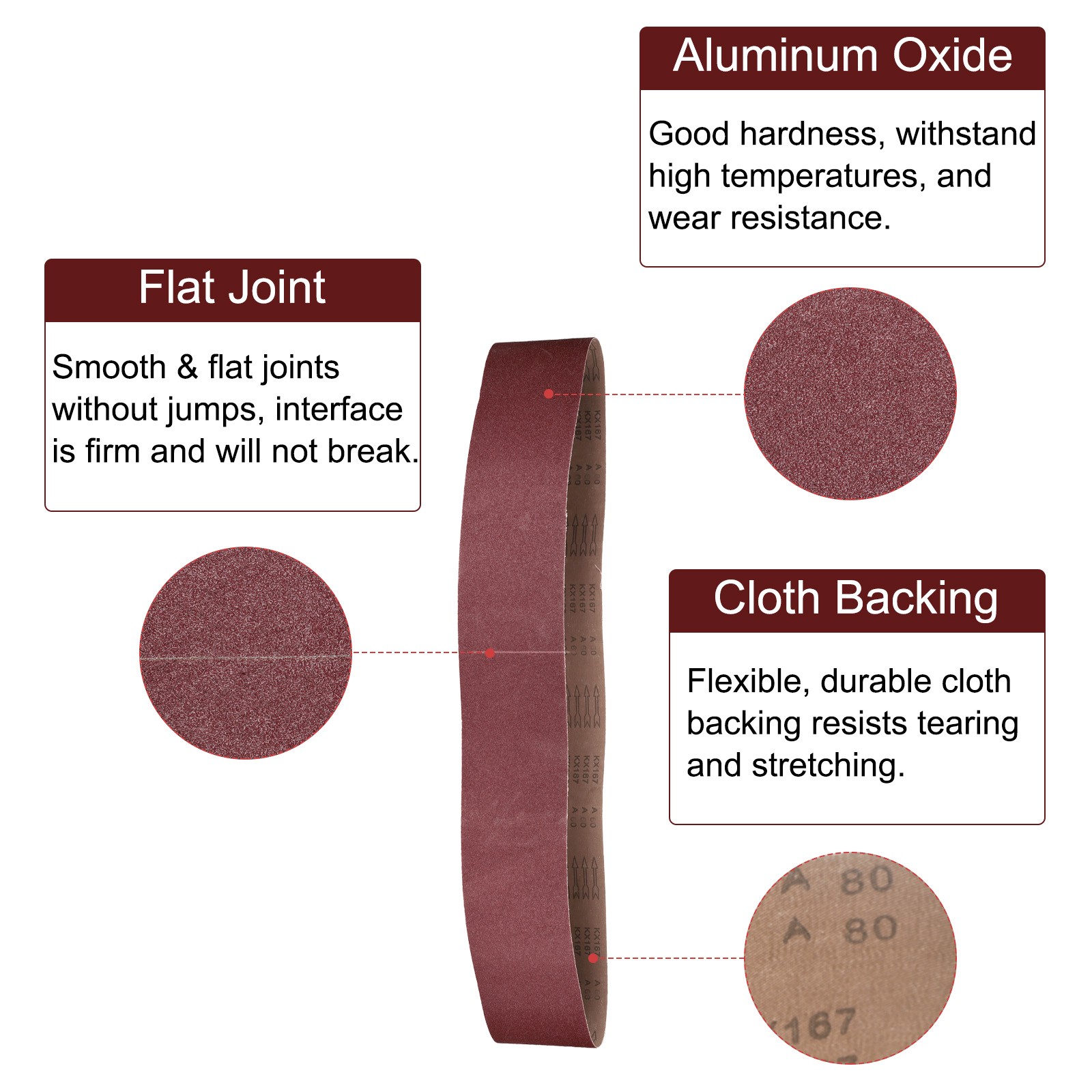 10pcs 6″ x 89″ Sanding Belts 80 Grits Aluminum Oxide Abrasive for Processing
