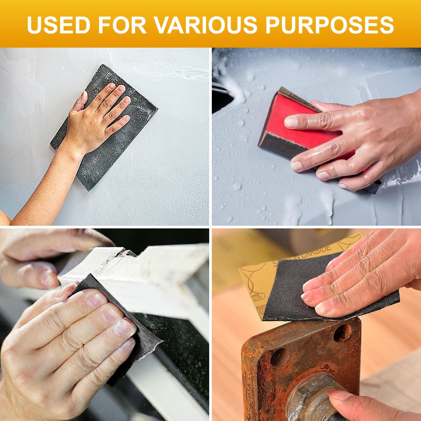 100Pcs Sandpaper Sanding Sheet 600 Grit Wet & Dry For Wood Car Metal Factory