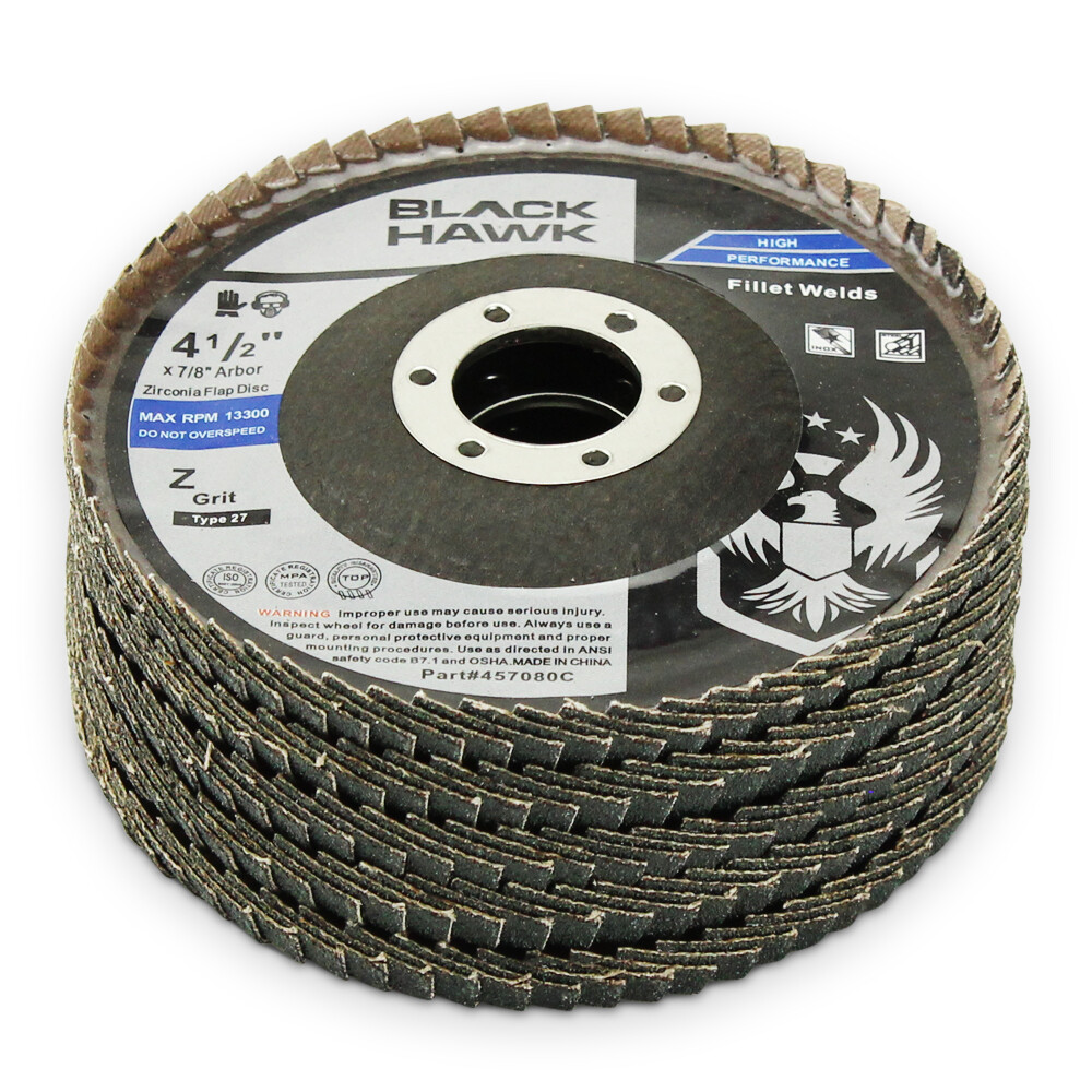 5 Pack – 4.5″ x 7/8″ Zirconia Curved Edge Flap Discs for Fillet Weld and Corners