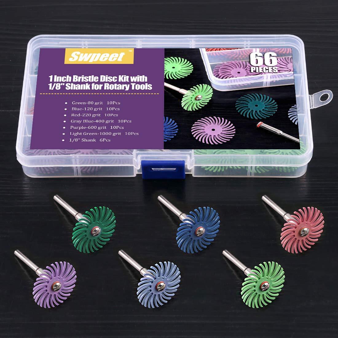66Pcs 1 In 6 Mixed Grit Radial Bristle Disc Abrasive Brush Gap Polishing Pad
