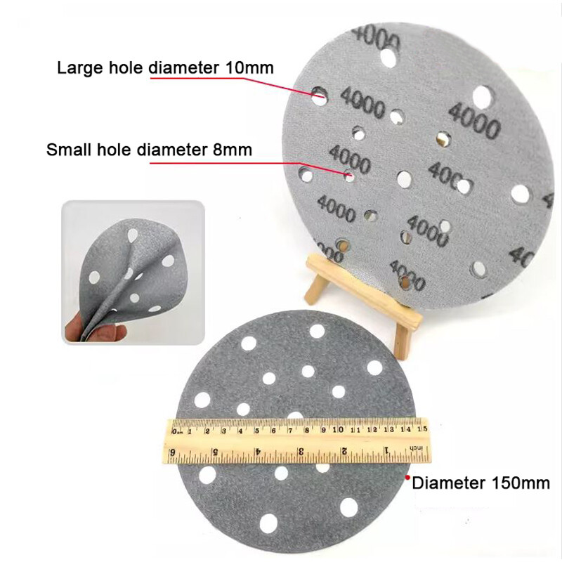 6″ 150mm 17Hole Wet&Dry Sanding Disc 600-5000Grit Sandpaper Film Hook&Loop Pads