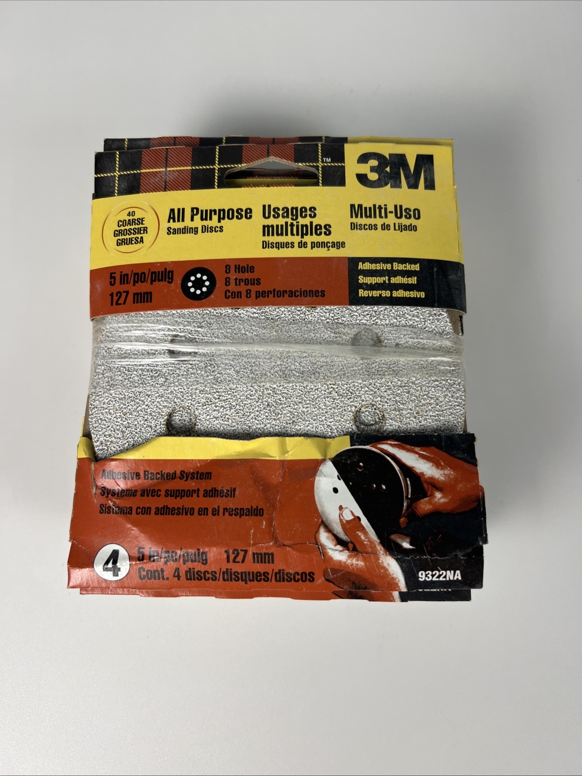 Lot of 10-3M 4-pack 5″ Center Mount Sanding Discs 40 Grit -40 Discs Total