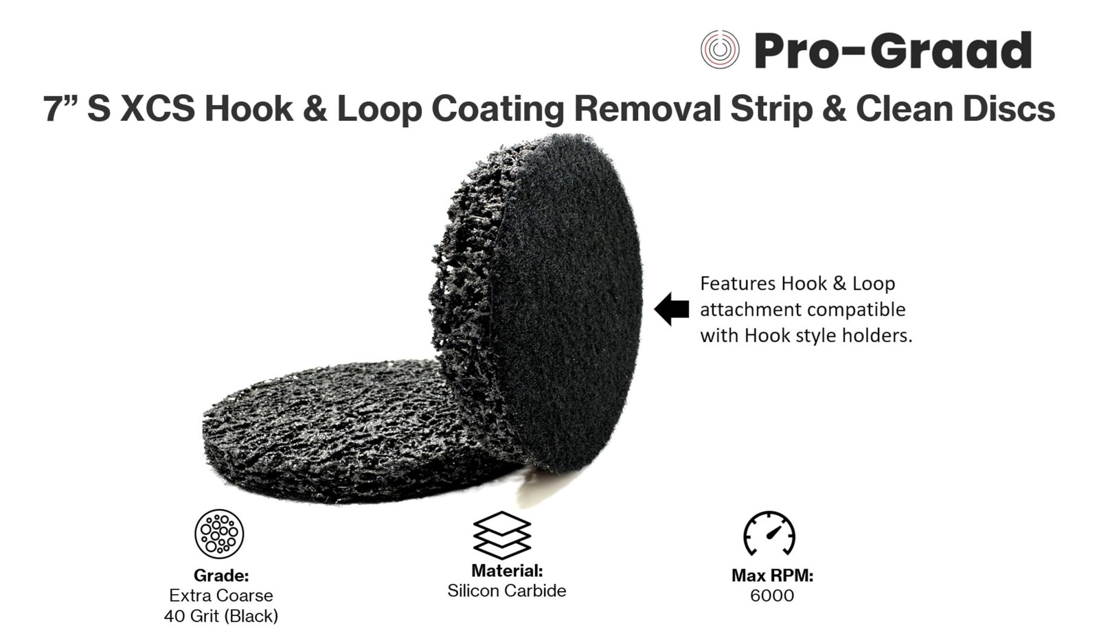 Pro-Graad 2 Pack 7” Diameter S XCS Hook and Loop Coating Removal Disc,…