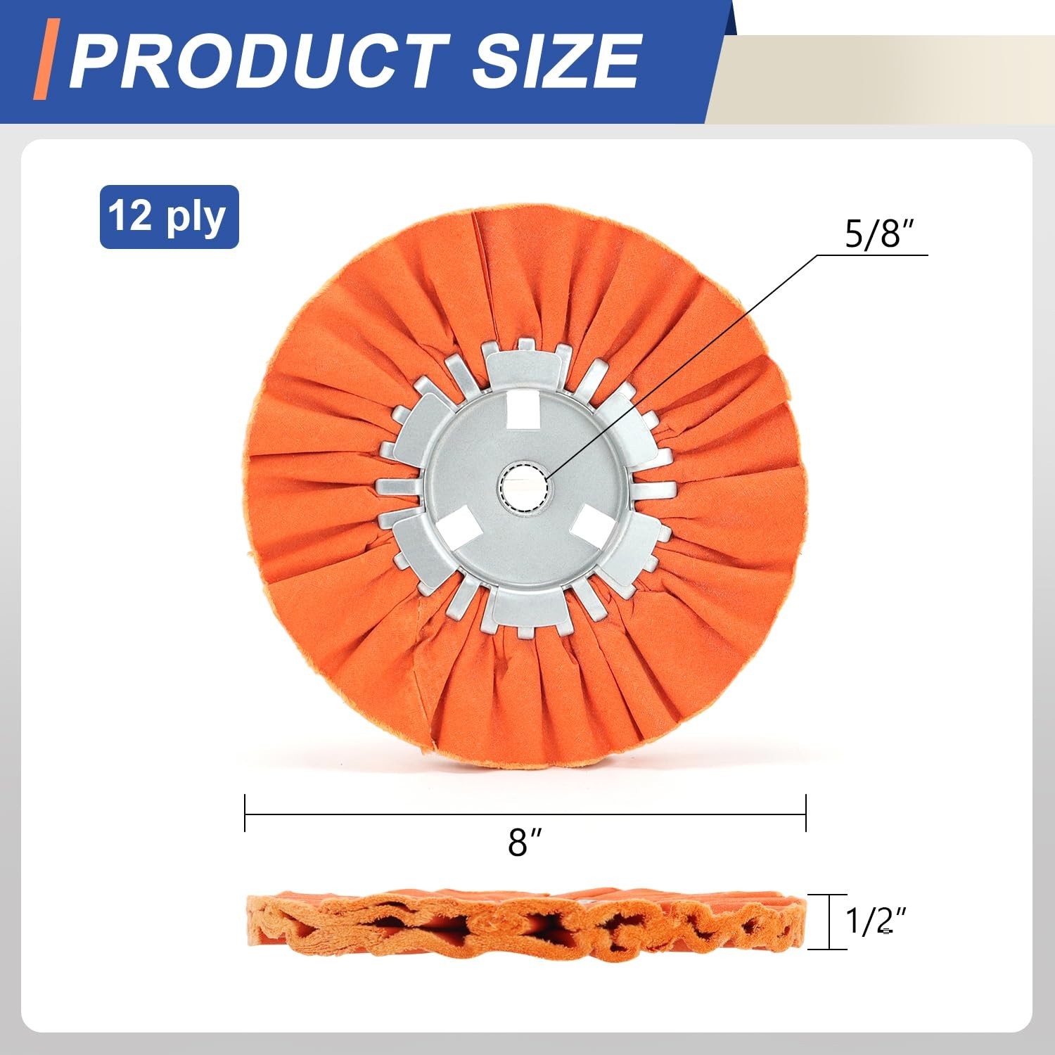 Multi-Color Airway Buffing Wheels Set – 8″ Diameter, 12-Ply for Angle Grinders