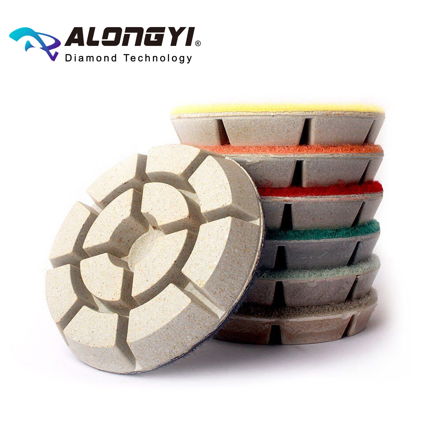 ALONGYI Diamond Floor Polishing Pads 3 Inch for Floor Machine Wet Dry