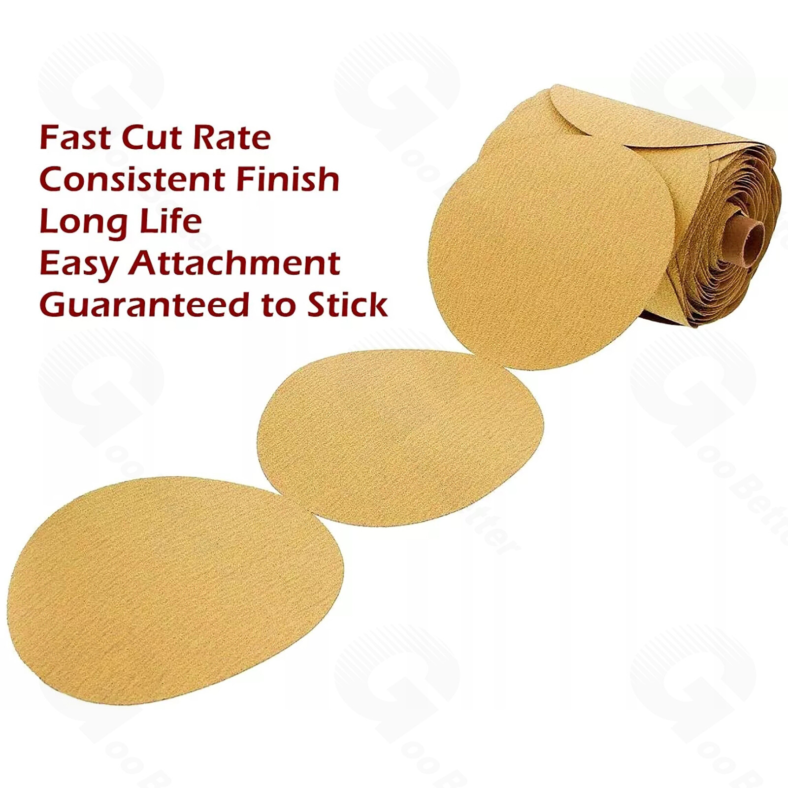 6 in Sanding disc Sandpaper 50 Roll Adhesive PSA Sticky Back 40 Grit Sand Paper