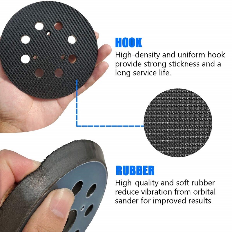 2X 5″ Orbital Sander Pad Hook&Loop For DeWalt DW4388 D26450 D26451 D26453 D26456