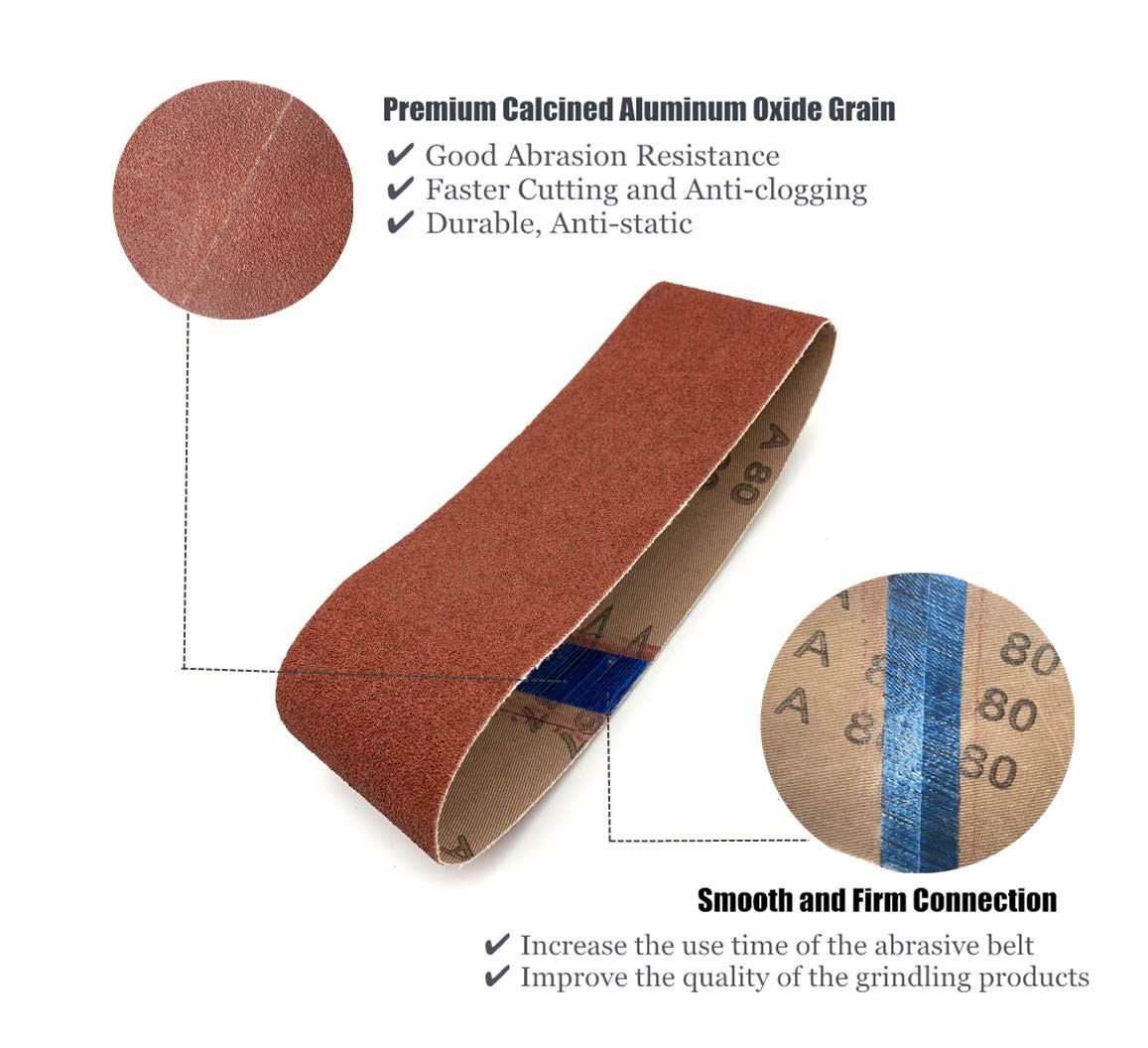 18 PCS 2-1/2 x 16 Inch Belt Sander Sanding Belts 80 Grit Aluminum Oxide Abras…