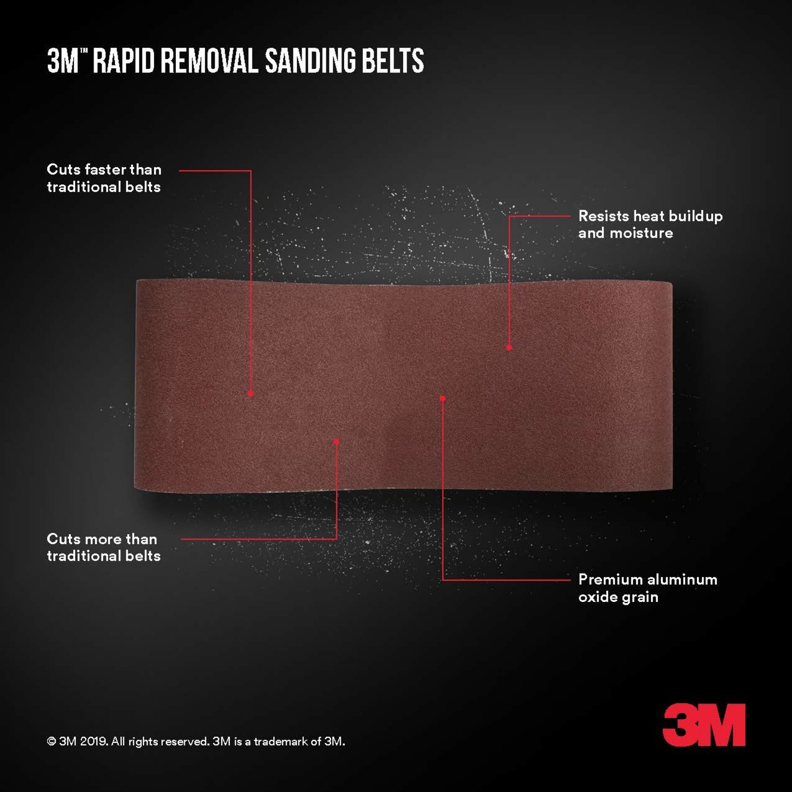 3M Rapid Removal 3 x 24 inch Power Sanding Belt, 60 grit,Belt3x241pk60, 1 pk
