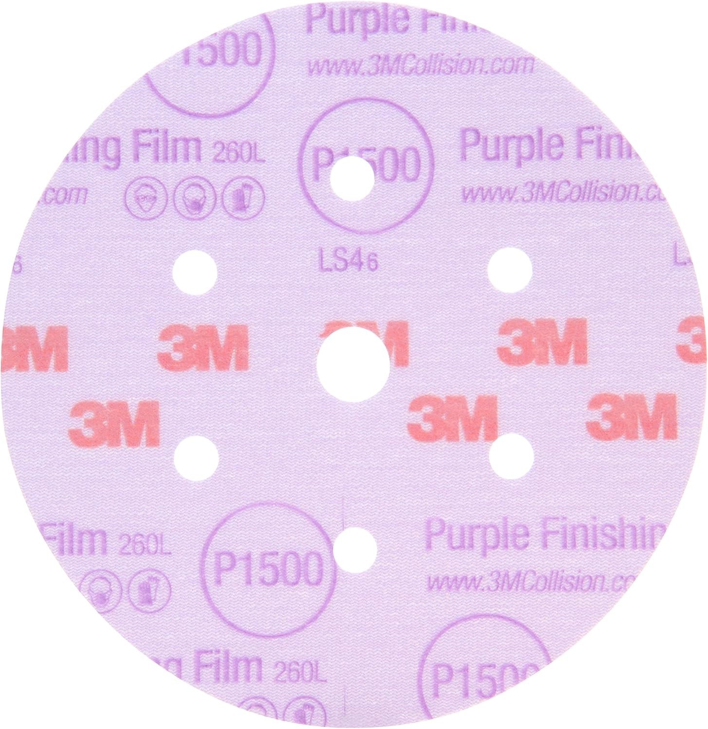 3M 30568 Hookit Purple 5 in. P1200 Grit Finishing Film Disc, 50 count