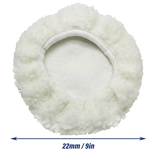 6 PCS Car Polishing Bonnet Buffing Pad Lamb 9-10 Inch White (Lamb Fleece)