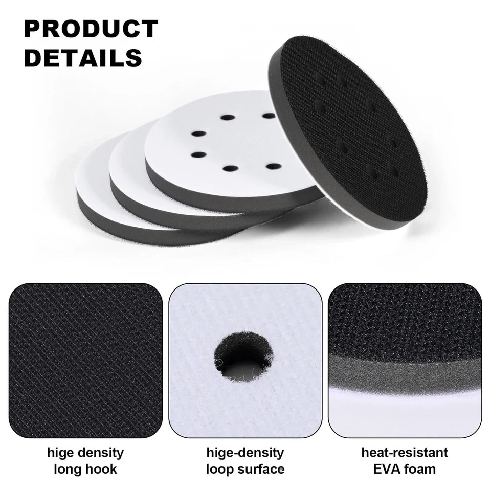 4Pack 5 Inch 8 Holes Orbital Sander Foam Pad,Hook and Loop Foam Sanding Pads,Spo