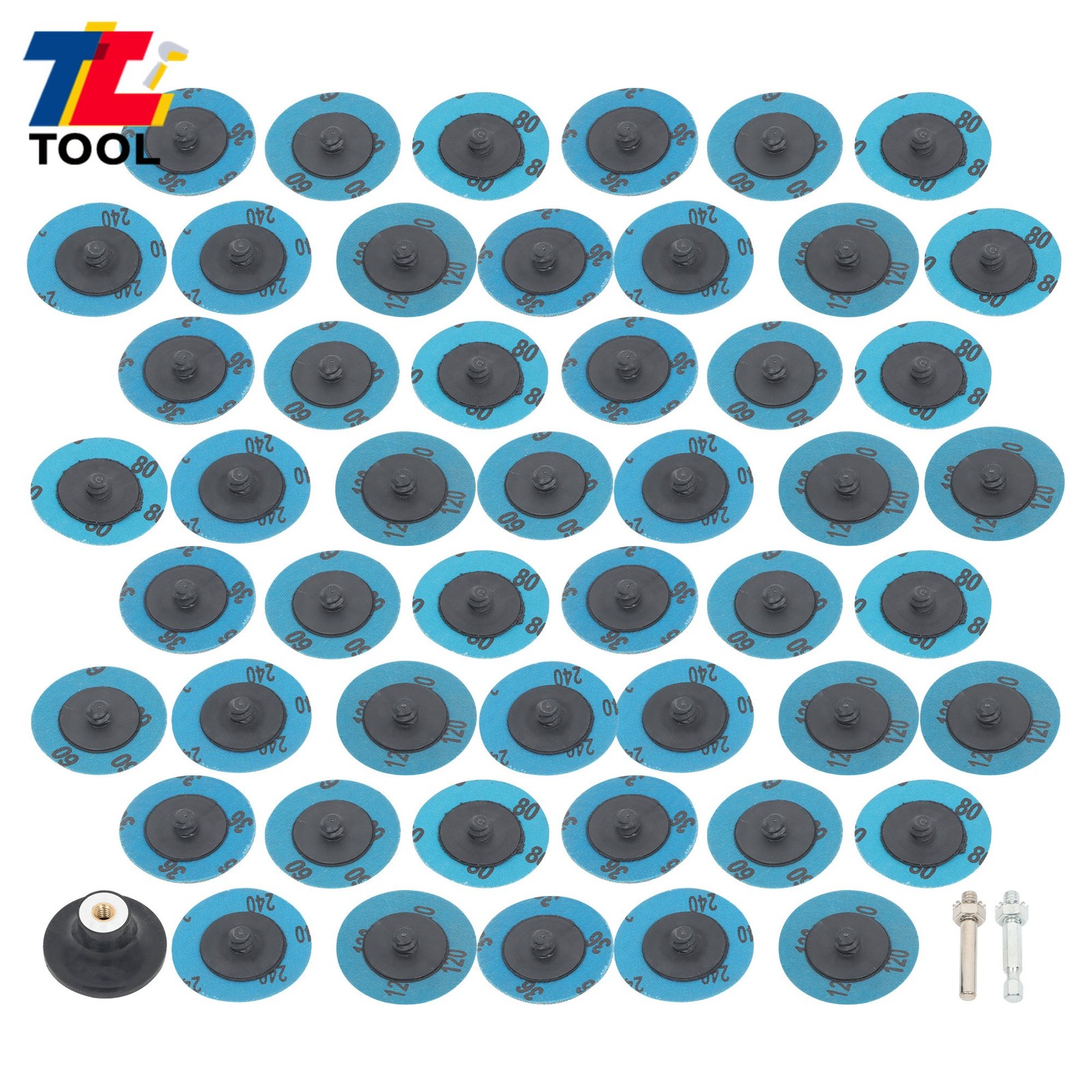 50PCS Rotary Lock Grinder Sanding Grinding Discs 2 Inch 36/60/80/120/240 Grit