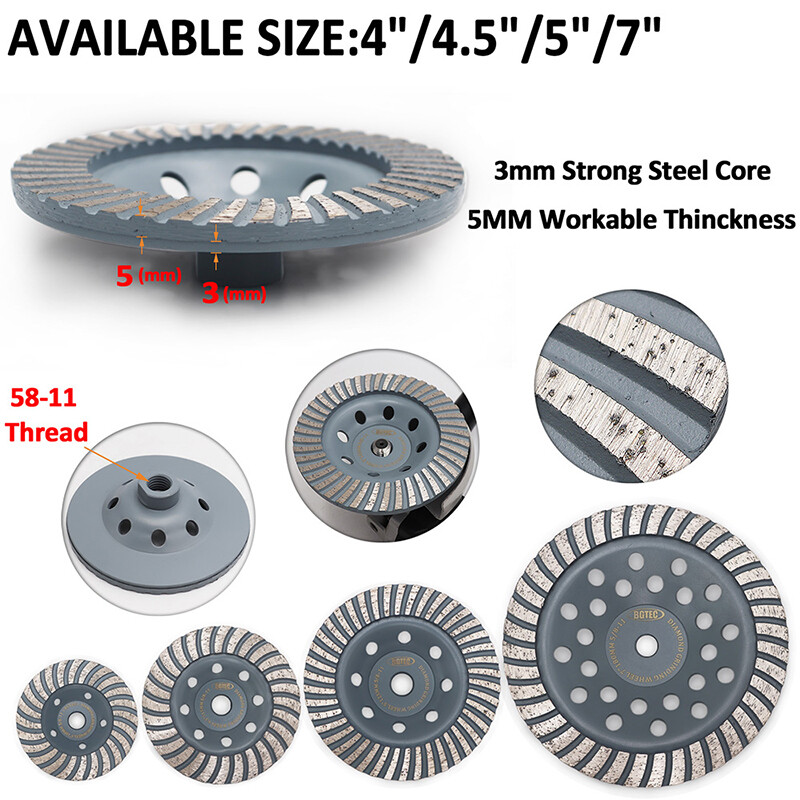 Diamond Turbo Row Grinding Cup Wheel Sanding Disc for Concrete 4/4.5/5/7 inch