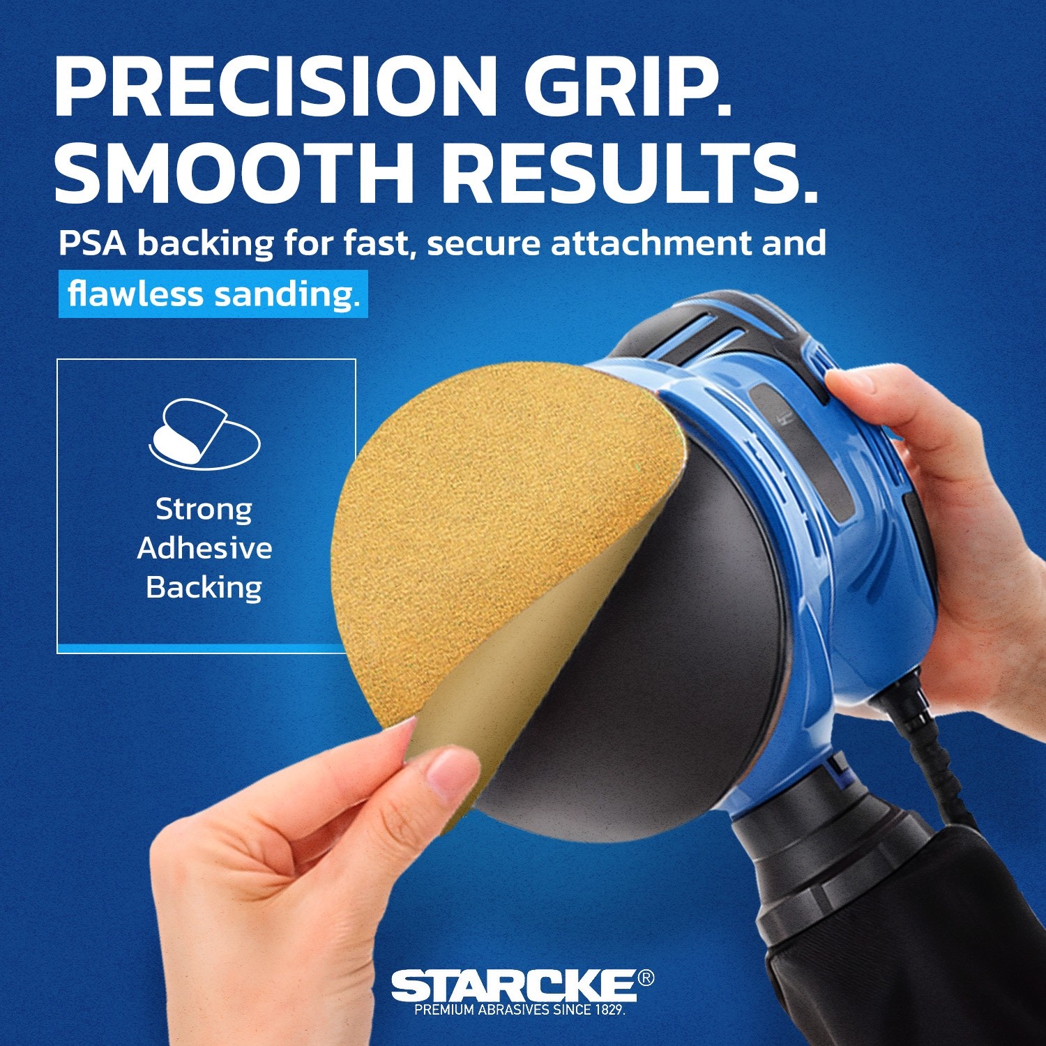 5 Inch Gold PSA Adhesive Sticky Back Tabbed Sanding Discs