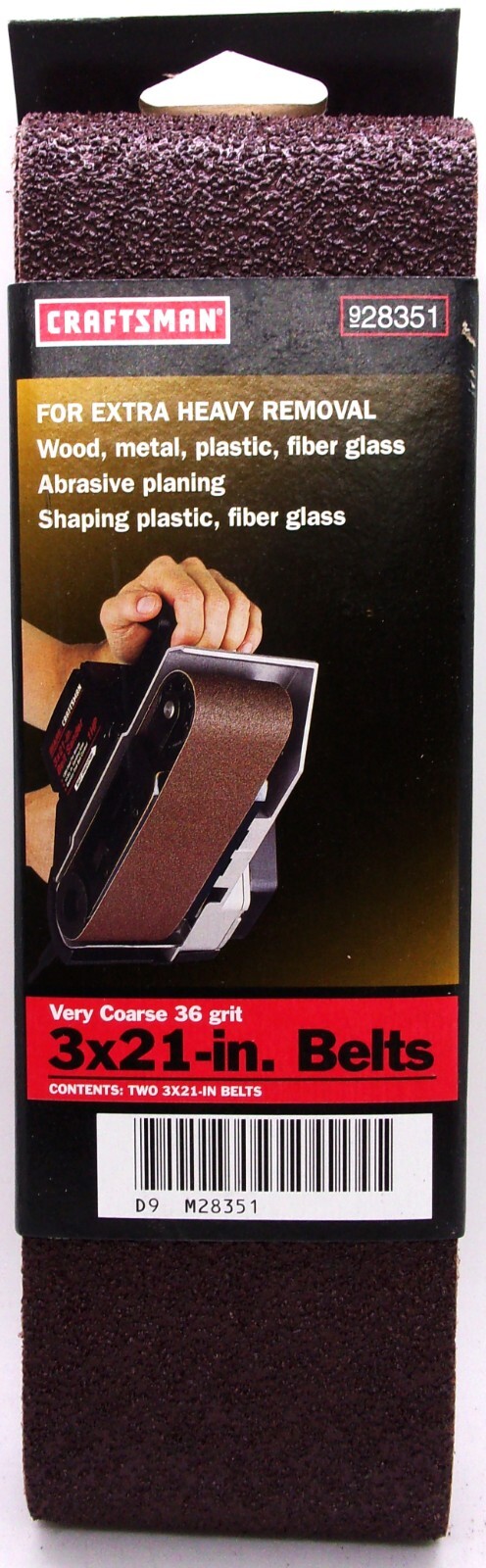 Craftsman 3″ x 21″ Sanding Belts, Very Coarse 36 Grit, #928351 (2 pack)