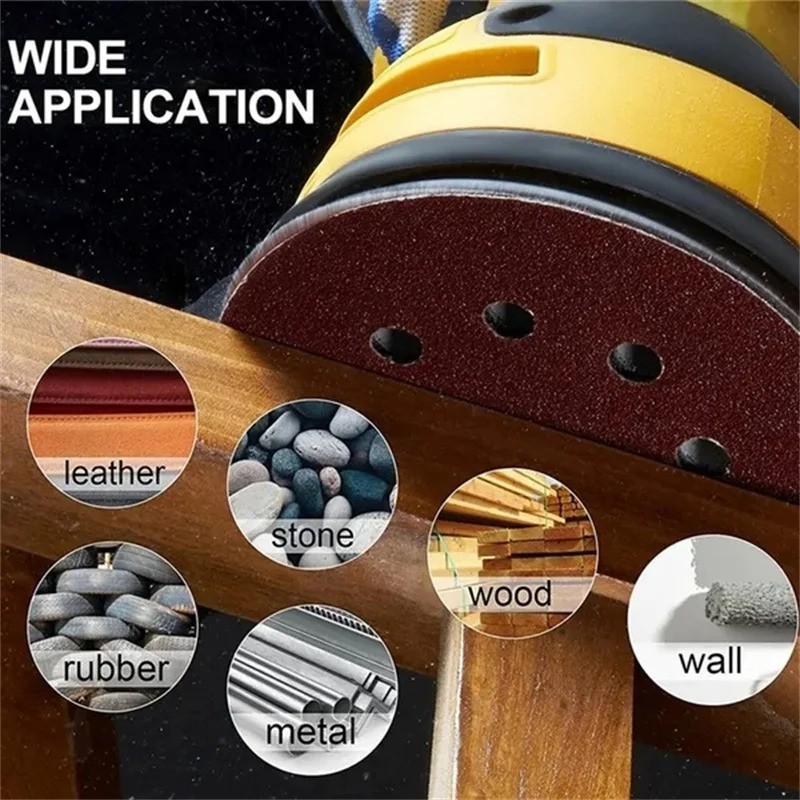 8Hole 125mm Sandpaper Woodworking Metal Grinding Disc Abrasive Polishing Tool 40